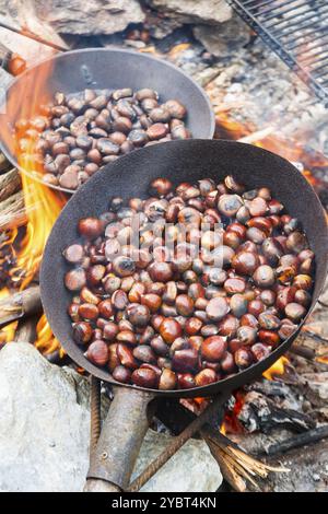 Teglie da forno con castagno tipico di alto calore Foto Stock