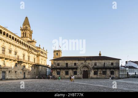 Santiago de Compostela, Spagna, 18 luglio 2020: Veduta Piazza di Obradoiro, Europa Foto Stock