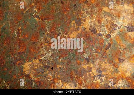 Vecchia porzione metallica in cattive condizioni a causa di scarsa manutenzione Foto Stock