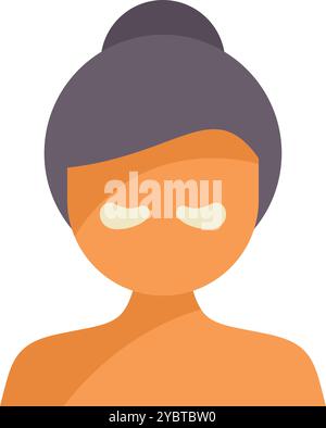 Donna che gode di un trattamento di bellezza con cerotti sotto gli occhi, promuovendo la cura e il relax della pelle Illustrazione Vettoriale