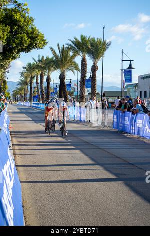 TORREMOLINOS, SPAGNA - 17 OTTOBRE 2024: Finale dei Campionati mondiali di triathlon a Torremolinos, Spagna, il 17 ottobre 2024 Foto Stock