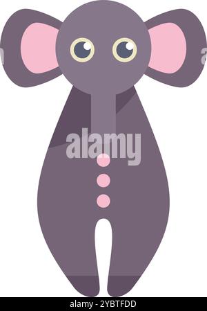 Simpatico elefante da cartoni animati in piedi con orecchie e bottoni grandi, perfetto per illustrazioni, progetti e disegni per bambini Illustrazione Vettoriale