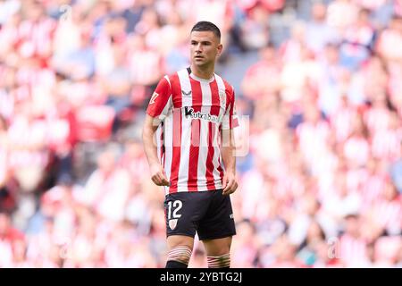 Gorka Guruzeta dell'Athletic Club durante la partita di calcio della Liga spagnola tra Athletic Club e RCD Espanyol il 19 ottobre 2024 a San Mames a Bilbao, in Spagna Foto Stock