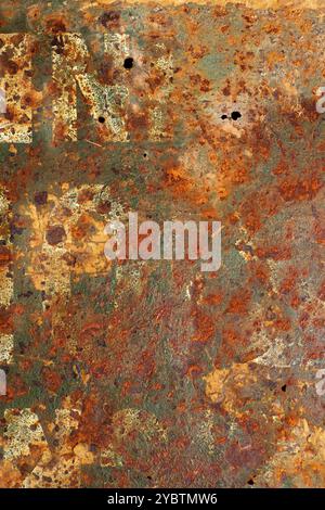 Vecchia porzione metallica in cattive condizioni a causa di scarsa manutenzione Foto Stock