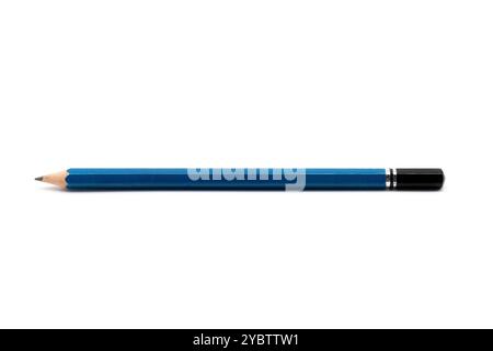 Matita blu isolato su sfondo bianco Foto Stock