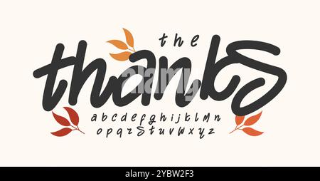 Font rustico lavorato a mano, calde lettere autunnali, accogliente font autunnale per le scritte vintage stagionali, titoli per le festività del Ringraziamento, logo e titoli. Traccia Illustrazione Vettoriale