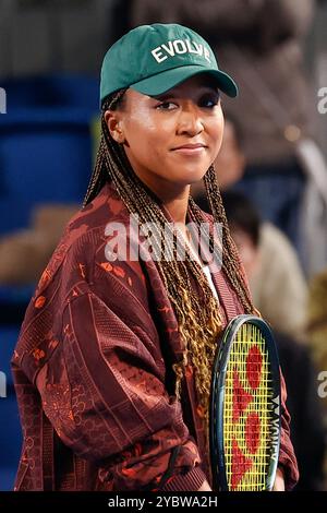 Tokyo, Giappone. 20 ottobre 2024. La tennista professionista giapponese Naomi OSAKA partecipa ad un evento speciale ''Yonex Tennis Festival 2024'' come parte del Toray Pan Pacific Open Tennis Tournament 2024 presso l'Ariake Coliseum. Il torneo si svolge dal 21 al 27 ottobre. (Credit Image: © Rodrigo Reyes Marin/ZUMA Press Wire) SOLO PER USO EDITORIALE! Non per USO commerciale! Crediti: ZUMA Press, Inc./Alamy Live News Foto Stock