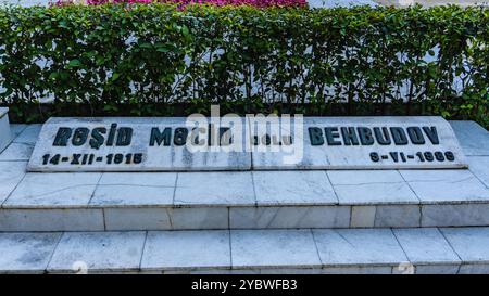 Una foto scattata nella Alley of Honor di Baku. Un luogo commemorativo di importanti persone dell'Azerbaigian. Baku, Azerbaigian. 06.16.2024. Foto Stock