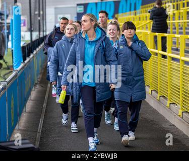 Joie Stadium, Manchester, Regno Unito. 20 ottobre 2024. Women's Super League Football, Manchester City contro Aston Villa; i giocatori di Man City arrivano allo stadio crediti: Action Plus Sports/Alamy Live News Foto Stock