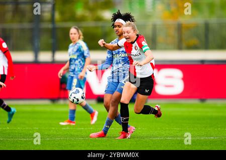 Rotterdam - Maruschka Waldus del Feyenoord Rotterdam durante il quarto round dell'Azerion Vrouwen Eredivisie nella stagione 2024/2025. La partita è ambientata tra Feyenoord V1 e Ajax V1 a Varkenoord il 20 ottobre 2024 a Rotterdam, nei Paesi Bassi. (VK Sportphoto/Danny de Groot) Foto Stock