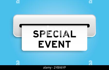 Banner coupon bianco con la scritta "evento speciale" della macchina su sfondo blu Illustrazione Vettoriale