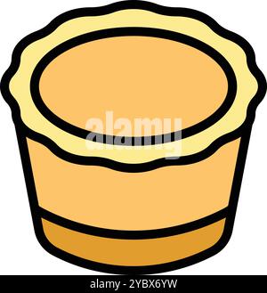 Questa illustrazione vettoriale presenta un'appetitosa torta all'uovo, perfetta per progetti relativi a cottura, dessert e delizie culinarie Illustrazione Vettoriale