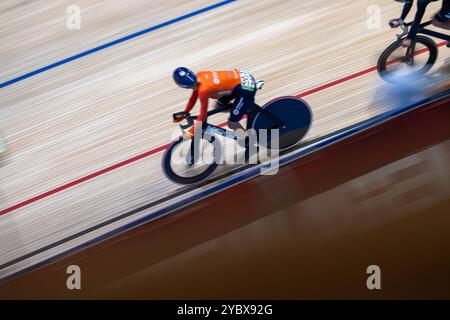 Ballerup, Danimarca. 20 ottobre 2024. BALLERUP, DANIMARCA - 20 OTTOBRE: Marit Raaijmakers dei Paesi Bassi durante il giorno 5 dei Campionati del mondo di Tissot UCI Track 2024 alla Ballerup Super Arena il 20 ottobre 2024 a Ballerup, Danimarca. (Foto di Arne Mill/Agenzia BSR) credito: Agenzia BSR/Alamy Live News Foto Stock