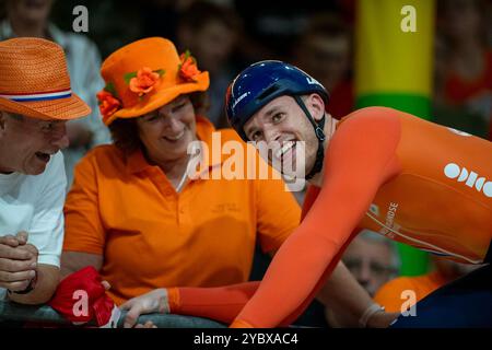 Ballerup, Danimarca. 20 ottobre 2024. BALLERUP, DANIMARCA - 20 OTTOBRE: Harrie Lavreysen dei Paesi Bassi durante il 5° giorno dei Campionati del mondo di Tissot UCI Track 2024 alla Ballerup Super Arena il 20 ottobre 2024 a Ballerup, Danimarca. (Foto di Arne Mill/Agenzia BSR) credito: Agenzia BSR/Alamy Live News Foto Stock