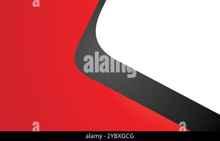 Un audace sfondo astratto con una dinamica forma rossa con un contorno nero, che crea un design accattivante e moderno. Illustrazione Vettoriale