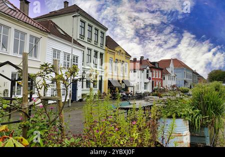 Bergen, Norvegia 8 settembre 2024 la colorata comunità Klosteret di Òold townÓBergen. Foto Stock