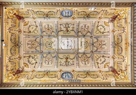 Residenza della Casa di Borbone durante le due Sicilie, la Reggia di Caserta è un sito patrimonio dell'umanità dell'UNESCO. Qui gli interni Foto Stock