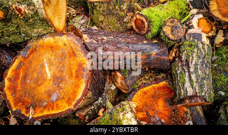Autunno: Tronchi di un albero deciduo Foto Stock