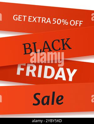 Striscione verticale Black Friday con strisce. Illustrazione Vettoriale