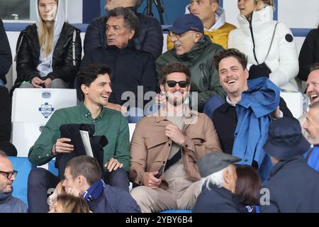 Como, Italia. 19 ottobre 2024. Andrew Garfield durante la partita di calcio di serie A Enilive 2024/2025 tra Como e Parma allo stadio Giuseppe Sinigaglia di Como, Italia settentrionale - sabato 19 ottobre 2024. Sport - calcio. (Foto di Antonio Saia/LaPresse) credito: LaPresse/Alamy Live News Foto Stock