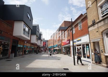 Vista del centro commerciale Lion Walk di Colchester, Essex, Regno Unito Foto Stock