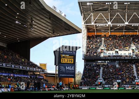 Wolverhampton, Regno Unito. 20 ottobre 2024. Wolverhampton, Inghilterra, 20 ottobre 2024: Veduta della presenza durante la partita di calcio di Premier League tra Wolverhampton Wanderers e Manchester City allo stadio Molineux di Wolverhampton, Inghilterra (Natalie Mincher/SPP) crediti: SPP Sport Press Photo. /Alamy Live News Foto Stock