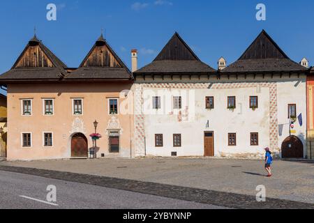 Case nella piazza della città, Spišská Sobota, Slovacchia Foto Stock