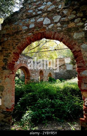 La miniera abbandonata di Monte Onixeddu, a Gonnesa, Sulcis Iglesiente, Arbus, provincia del sud Sardegna, Italia Foto Stock