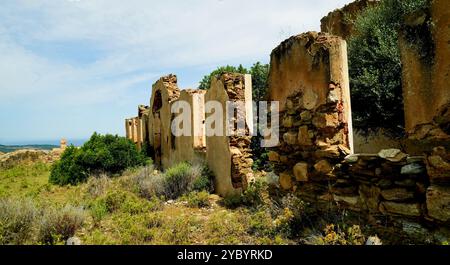 La miniera abbandonata di Monte Onixeddu, a Gonnesa, Sulcis Iglesiente, Arbus, provincia del sud Sardegna, Italia Foto Stock