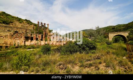 La miniera abbandonata di Ingurtosu e il Brassey Washery, Sulcis Iglesiense, Arbus, provincia sud Sardegna, Italia Foto Stock