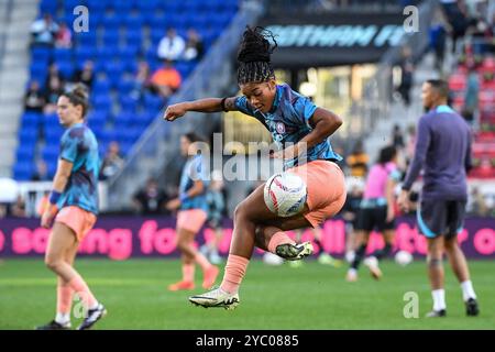 Harrison, Stati Uniti. 20 ottobre 2024. Harrison, Stati Uniti, 20 ottobre 2024: Evelina Dulijan (17 Orlando Pride) durante i riscaldamenti prima della partita della National Women's Soccer League tra Gotham FC e Orlando Pride alla Red Bull Arena di Harrison, New Jersey Stati Uniti (SOLO USO EDITORIALE). (Rebekah Wynkoop/SPP) credito: SPP Sport Press Photo. /Alamy Live News Foto Stock