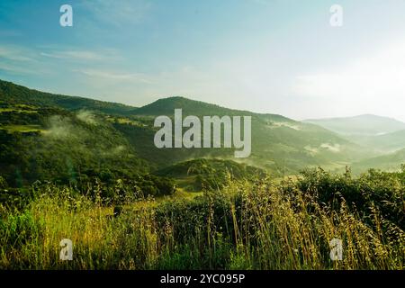 L'esuberante scenario naturale del Supramonte di Orgosolo che ospita la dolina di Tiscali con il villaggio post-nuragico, Orgosolo, Nuoro, Sardegna Foto Stock