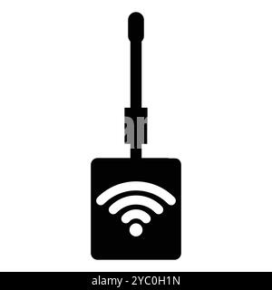 Questa icona è dotata di un ricevitore di segnale wireless con un'antenna, che simboleggia la moderna tecnologia di comunicazione. Ideale per progetti tecnologici, questo Illustrazione Vettoriale