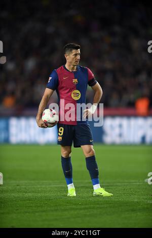 Barcellona, ESP. 20 ottobre 2024. FC BARCELONA VS SEVILLA FC. 20 ottobre 2024 Robert Lewandowski (9) del FC Barcelona durante la partita tra FC Barcelona e Sevilla FC corrispondente al decimo giorno di la Liga EA Sports allo Stadio Olimpico Lluis Companys di Montjuic a Barcellona, Spagna. Crediti: Rosdemora/Alamy Live News Foto Stock