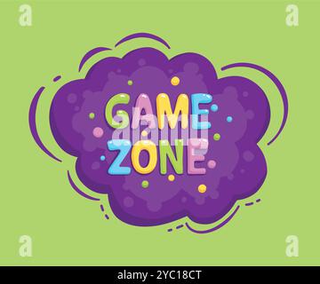 Poster per club per bambini. Area giochi, giochi per bambini, festa e poster dell'area giochi. Poster del campo di intrattenimento per bambini, sala scuola per bambini in età prescolare clu Illustrazione Vettoriale