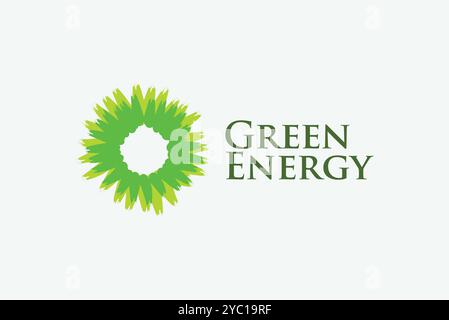 Logo energia verde design vettoriale marchio aziendale idee creative modificabili Illustrazione Vettoriale