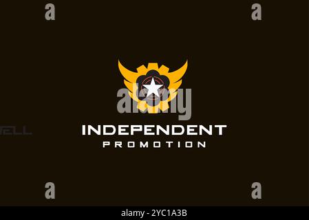 Logo politico indipendente Wing Star design vettoriale marchio aziendale idee creative modificabili Illustrazione Vettoriale