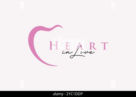Heart logo design vettoriale marchio aziendale idee creative modificabili Illustrazione Vettoriale