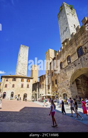 Torri di genere a San Gimignano, Toscana, Italia, Europa Foto Stock