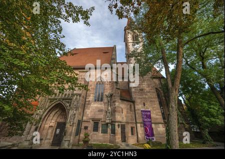 San Nicola e Sant'Ulrico, navata costruita intorno al 1400, Kirchenberg 15, Norimberga-Moegeldorf, Media Franconia, Baviera, Germania, Europa Foto Stock