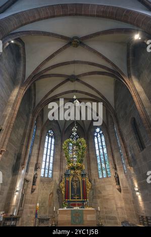 Cancellino della Chiesa di San Nicola e Sant'Ulrico, navata costruita intorno al 1400, Kirchenberg 15, Norimberga-Moegeldorf, Media Franconia, Baviera, Germania, Foto Stock