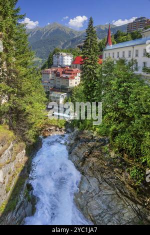 Cascata del Gasteiner Ache al centro, Bad Gastein, Gastein Valley, alti Tauri, Pongau, provincia di Salisburgo, Austria, Europa Foto Stock