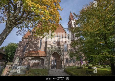 Chiesa di San Nicola e Sant'Ulrico, navata costruita intorno al 1400, Kirchenberg 15, Norimberga-Moegeldorf, Media Franconia, Baviera, Germania, Europa Foto Stock