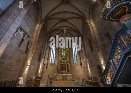 Cancellino della Chiesa di San Nicola e Sant'Ulrico, navata costruita intorno al 1400, Kirchenberg 15, Norimberga-Moegeldorf, Media Franconia, Baviera, Germania, Foto Stock