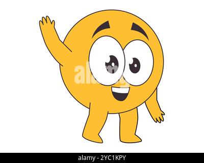 Set di icone di design Avatar con gesti emoji gialle a mano saluto addio espressione emoticon Illustrazione Vettoriale