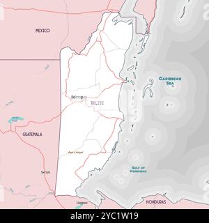 Semplice mappa dei contorni della pagina di colorazione Belize Illustrazione Vettoriale