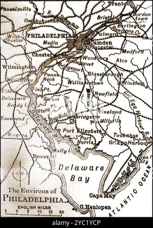 Una mappa del XIX secolo di Filadelfia e dintorni, USA Foto Stock