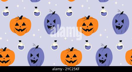 Halloween seamless pattern con zucche Foto Stock
