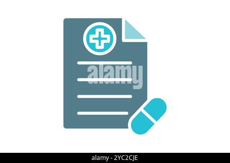 Icona prescrizione. stile icona a tinta unita. icona relativa al settore medico. illustrazione vettoriale degli elementi sanitari Illustrazione Vettoriale