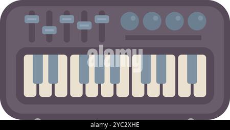 Il sintetizzatore elettronico della tastiera ti consente di creare musica a casa, in studio o sul palco Illustrazione Vettoriale